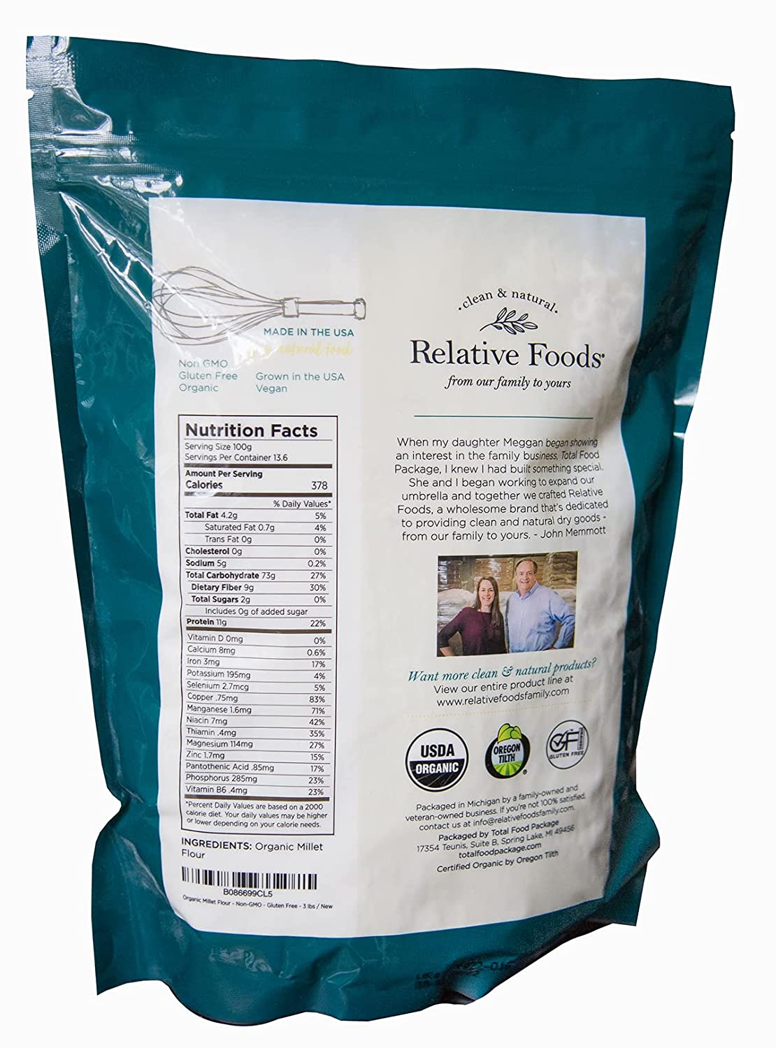 Back of Millet Flour Bag