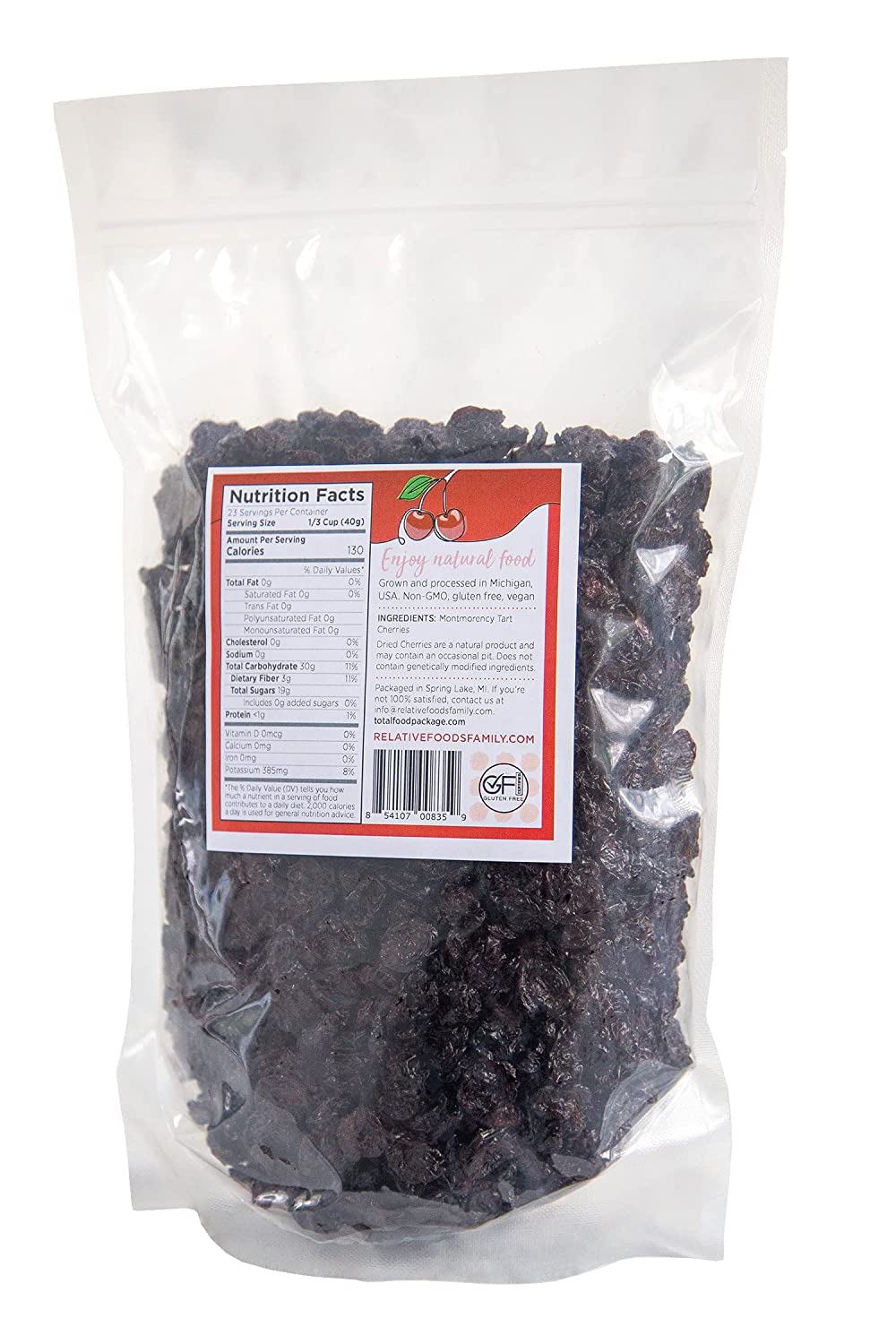 Dried Tart Cherries Unsweetened - Gluten Free - 2 Lbs.