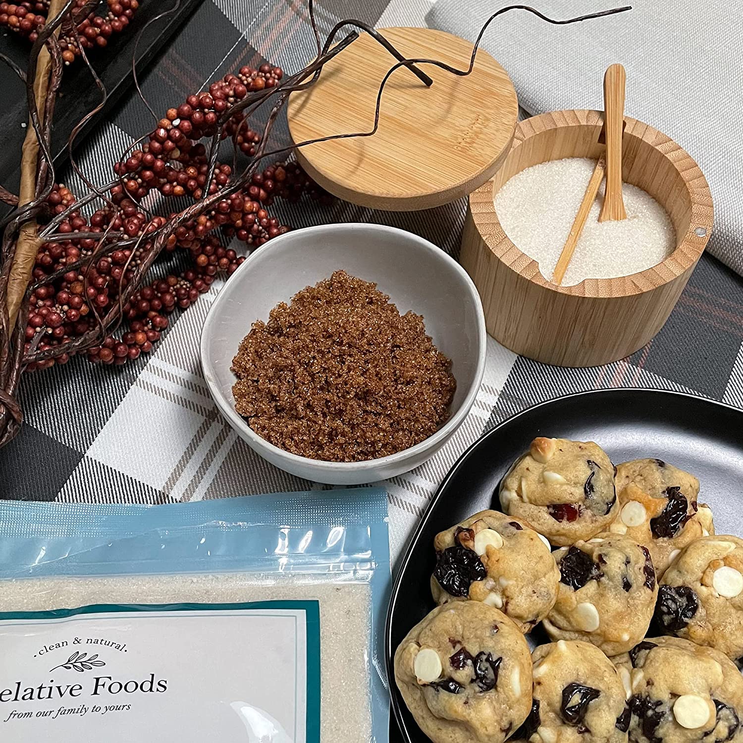 Bamboo Sugar Bowl or Spice Bowl with Spoon