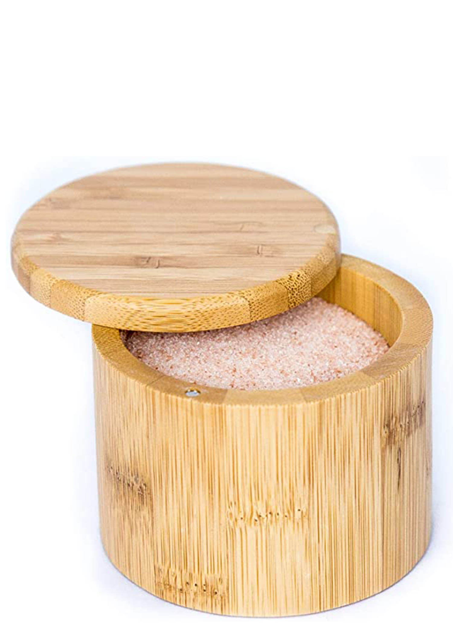 Bamboo Salt Keeper with Himalayan Pink Salt.