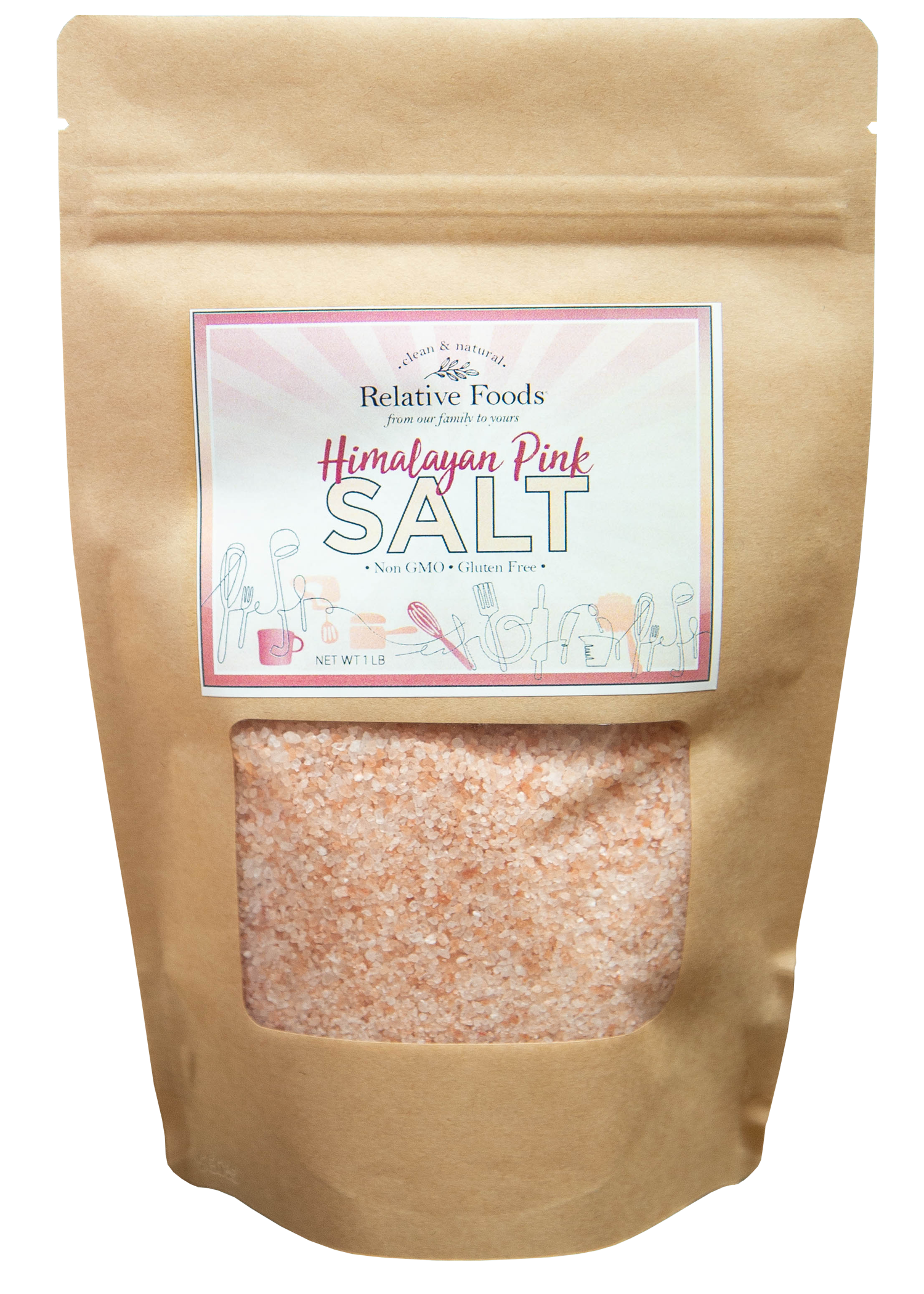 Salt - Pink Himalayan - Non GMO, Gluten Free, Kosher - 1 Lb.