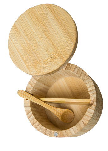 Bamboo Sugar Bowl or Spice Bowl with Spoon