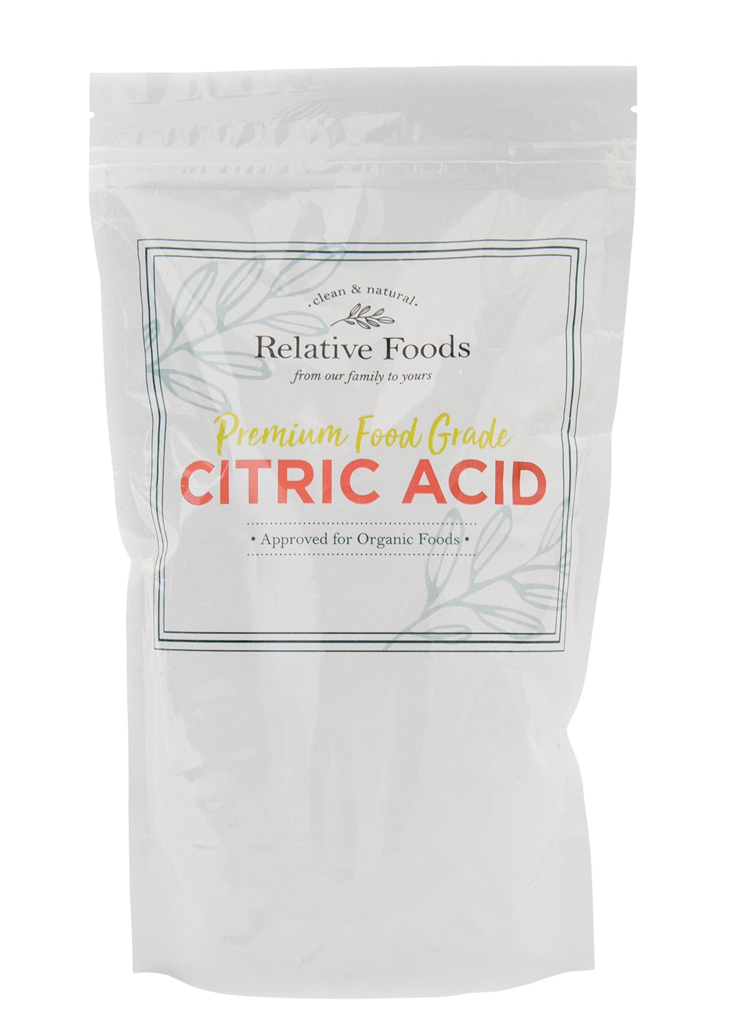 Relative Foods, Food Grade Citric Acid, 5 Pounds Packaged in Our Allergen Free Facility, Heavy Duty Stand Up Pouch with Resealable Zipper.